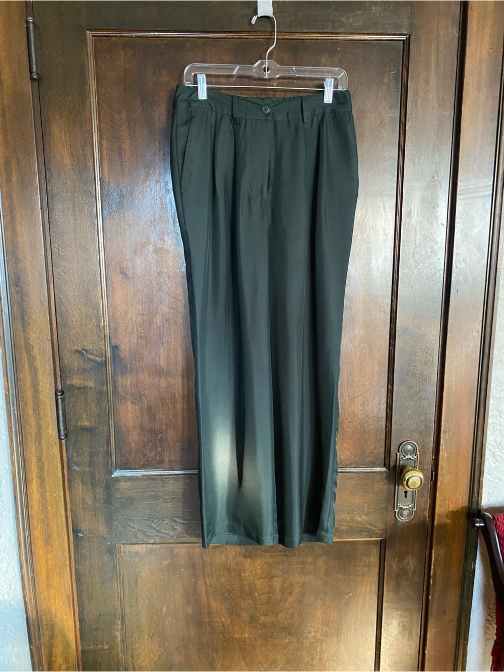 Quince Forest Green Women's Pleated Wide-Leg Trousers